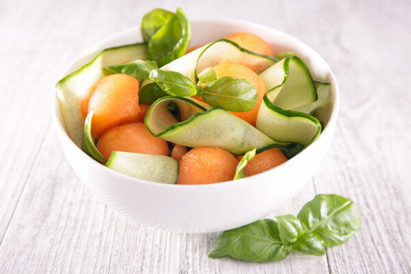 melon and cucumber with basil